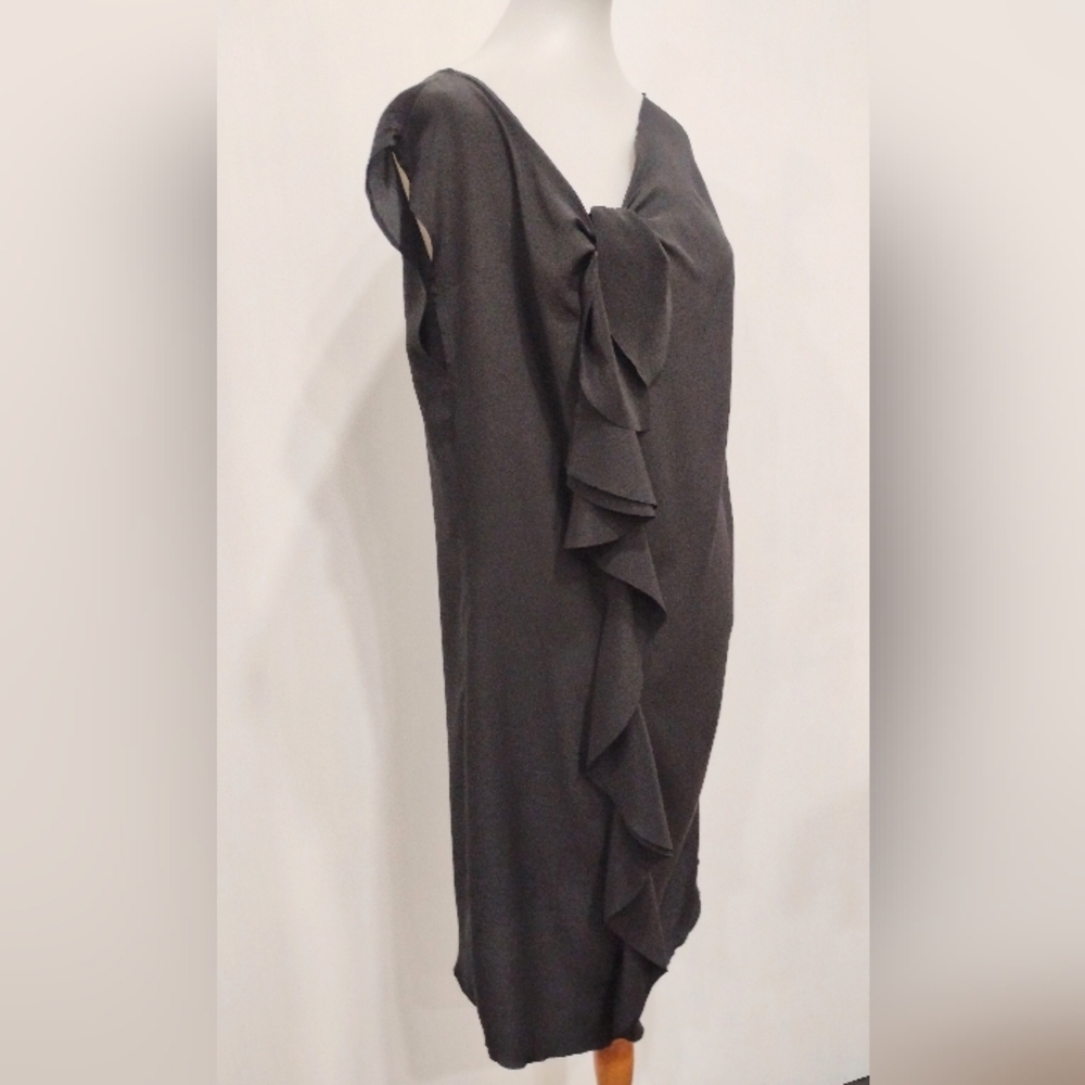 TARA JARMON RUFFLED SILK DRESS